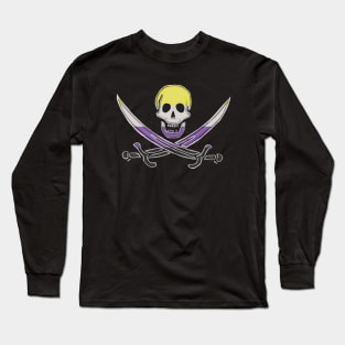 Nonbinary Pirate Pride (darkMode) Long Sleeve T-Shirt